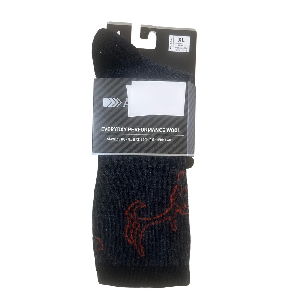 Ariat Everyday Performance Wool Socks Mens XL Black New Merino Wool Mid Calf